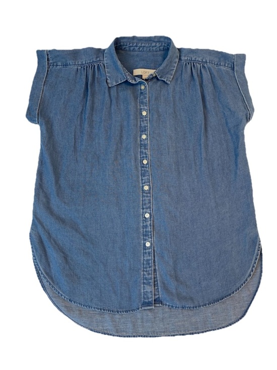 LOFT Tops - LOFT Chambray Short Sleeve Button Up Shirt Blue Women's Size XS